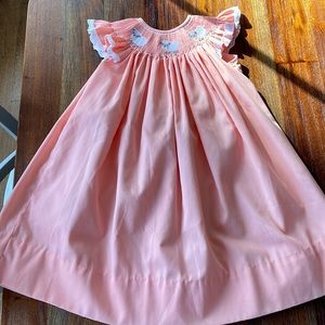 Corduroy smocked lamb dress, Size 2T, Peach color